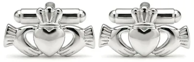 Image de Boutons de manchette irlandais Claddagh en argent sterling 925, avec boîte cadeau