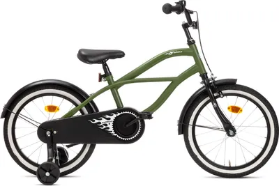 Produktbild von Nogan Rumble Kinderfahrrad – 18 Zoll – Armeegrün - komplett mit Stutzräder