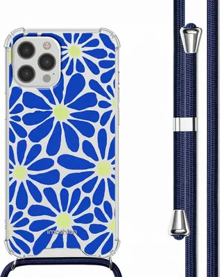 Produktbild von imoshion Design Hülle mit Band iPhone 12 (Pro) - Cobalt Blue Flowers Connect