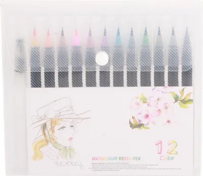 Produktbild von 12-teiliges Aquarellstift-Set, 12 Farben, weiche Spitze, leicht zu malen, hitzebeständige Wasserpinsel