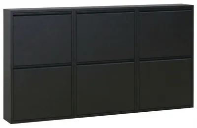 Produktbild von Pisa Schuhschrank mit 6 Türen. Metall schwarz. Wird fertig montiert geliefert.