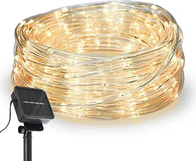 Produktbild von CozyHome 200 LED Leuchtschlauch Solar Lichterkette Aussen | 12 Meter mit TImer & 8 Modi | 200 LEDs warmweiß | NICHT batteriebetrieben - Akku Lichterschlauch Solar Außen | Solarlichterkette Balkon