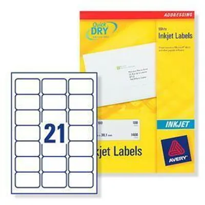 Produktbild von Avery J8160-25, Weiß, A4, Papier, Tintenstrahl, Permanent, 6,35 cm