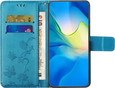 Produktbild von Samsung Galaxy A55 Hülle - Coverup Blumen & Schmetterlinge Klapphülle - Blau