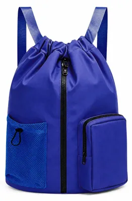 Sporttas Damen Herren, Schwimmrucksack, Gymtas, Blau