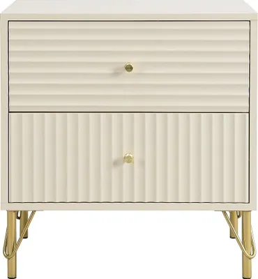 Produktbild von Nachttisch mit 2 Schubladen – Beige – LOUREO