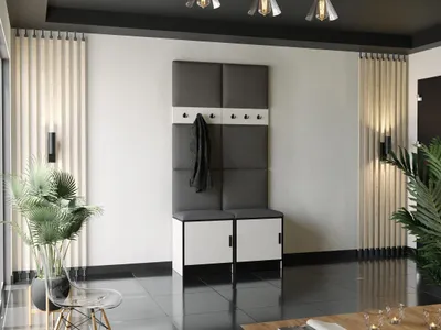 Produktbild von KIER FURNITURE Kleiderschrank, Weiß + Stoff Grau - 106,4x205x39cm