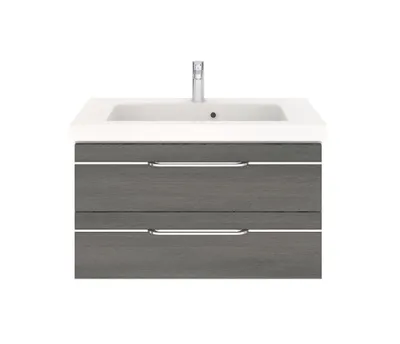 Produktbild von PELIPAL Balto Sprint Bad Möbel / Graphit Struktur quer NB, Mineralmarmor-Waschtisch + Waschtischunterschrank