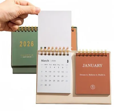 Image de Mini-calendrier 2026 - Portable - Relié - Vert et rose