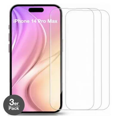 Produktbild von 3x iPhone 14 Pro Max Panzerglas 9H Schutzglas Displayschutz Schutzfolie (6,7 Zoll ) Echtglas Panzerfolie