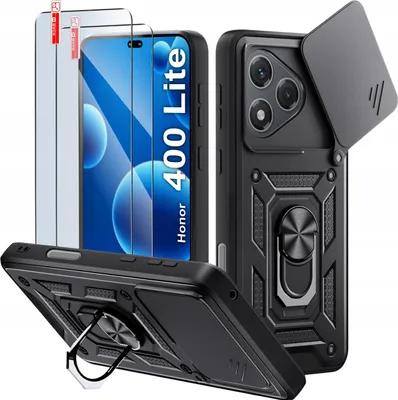 Obrázok produktu pre Pancierované puzdro BLACK SLIDE pre Honor 400 Lite STRENGTHENED + 2x sklo