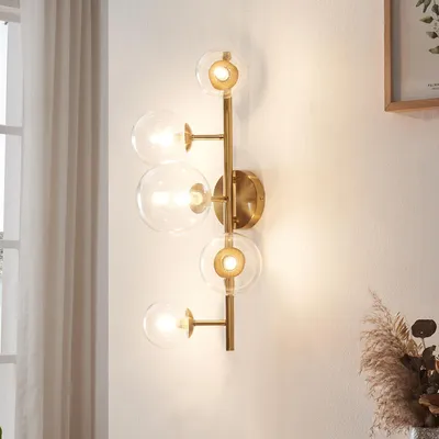 Immagine prodotto di Applique 'Makkor' a 5 luci in metallo e vetro 62 x 35 x 24 cm Colore oro