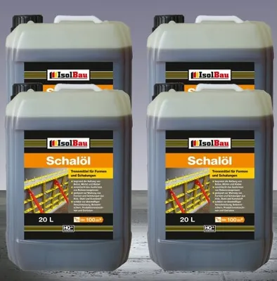 Produktbild von Isolbau Schalöl Professional - 4x 20 Liter Trennmittel für Formen & Schalungen - Beton-Trennmittel, begrenzt die Haftung von Beton, Mörtel & Kleber