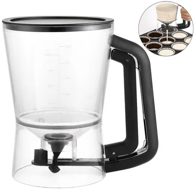 Produktbild von Tropffreier Teigspender für Pfannkuchen und Waffeln – 1000 ml Fassungsvermögen, spülmaschinenfest – mit stabilem Dreiecksgriff