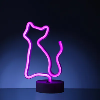 Produktbild von LED NEON Figur KATZE - Neonlicht - H: 25cm - Batterie oder USB Betrieb - stehend - pink