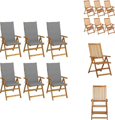 Immagine prodotto di vidaXL Sedie da giardino pieghevoli 6 pezzi con cuscini in legno massiccio di acacia - Sedie da giardino