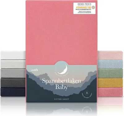 Produktbild von Laleni Jersey Spannbettlaken Stubenwagen 40x90 cm -  , 100% Baumwolle, atmungsaktives Spannbetttuch für Baby, 135 g/m², Coral - rot