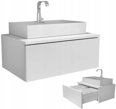 Zdjęcie produktu dla wisząca szafka pod umywalkę 60 60cm z szufladą biały mat biała matowa