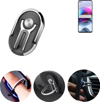 Produktbild von K-S-Trade 3in1 Smartphone-Ring Handy-Ring kompatibel mit Motorola Edge S Fingerhalterung  Handyring Tischständer Lüftungsgitter-Halterung Tisch