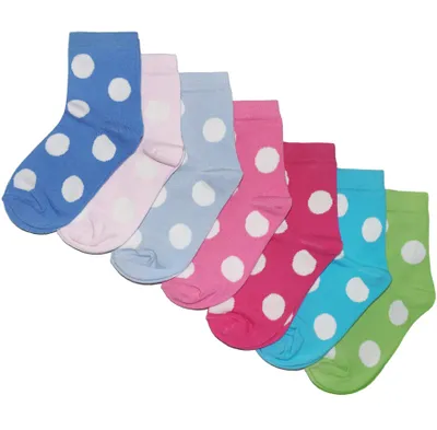 Produktbild von Kinder Socken 7-er Pack aus Baumwolle Große Punkte Bunt Größe 27-30