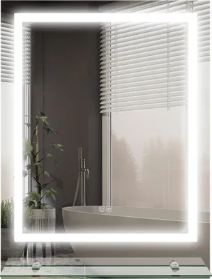 Zdjęcie produktu dla Lustro łazienkowe Kleankin z oświetleniem 70 x 50 cm Lustro ścienne prostokątne Lustro LED z włącznikiem dotykowym, funkcją pamięci Lustro podświetlane Nieparujące z 3 barwami światła Przezroczyste