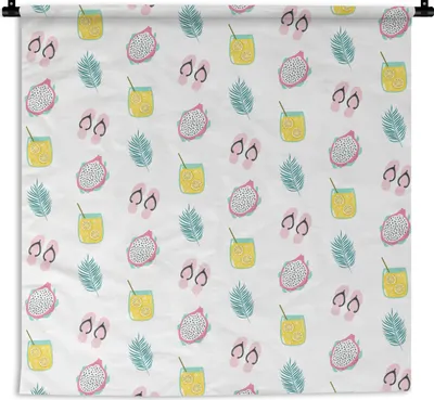 Produktbild von MuchoWow® Wandteppich Wandbehang Sommer - Pastell - Muster 150x150 cm Tapisserie Dekoration Wandtuch - Wohnaccessoires - Modernes