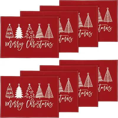 Productafbeelding van Kerstservetten, set van 8, afwasbaar, rood, 30x45 cm