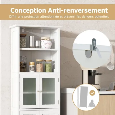 Image de Armoire de salle de bain - Meuble de rangement - Armoire colonne - Meuble bas - Meuble de salle de bain - 6 niveaux de rangement