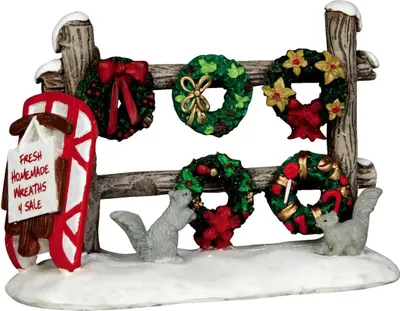 Image de Village de Noël LEMAX : "Christmas Wreaths 4 Sale" (54942)