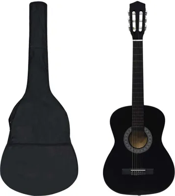 Produktbild von 8-tlg. Klassikgitarren-Set für Anfänger Schwarz 3/4 36"