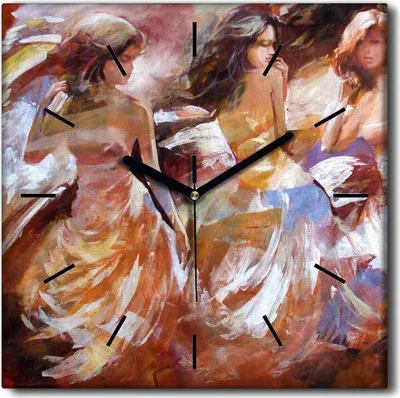 Produktbild von Coloray Uhr auf Leinwand 30x30 cm Wand Uhr Dekoration Wohnzimmer Segeltuch schwarze Hände -Frauenkunstkunst