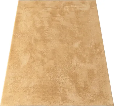 Image de Tapis de salon en Fourrure artificielle Shaggy à poils longs Lavable en machine Doux Uni Jaune Dimensions 80 x 150 cm