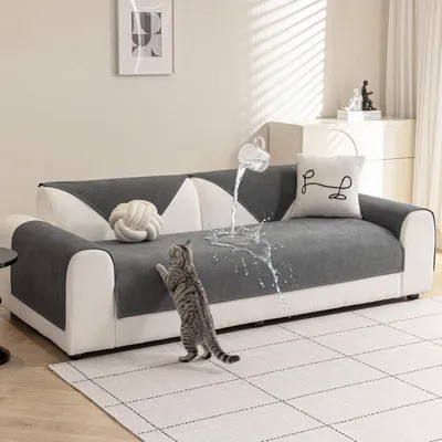 Immagine prodotto di Copertura impermeabile per divano, tessuto chenille, grigio scuro, 90 x 160 cm