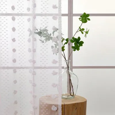 Image de Rideaux transparents pour salon, style bohème, blancs, 175 cm