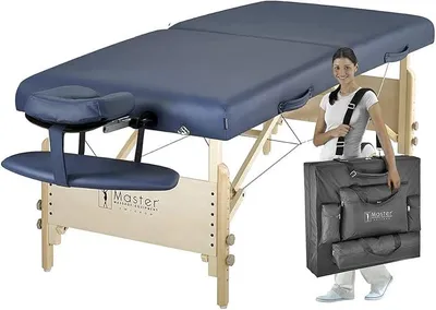 Produktbild von Master Massage Coronado Mobile Massageliege Kosmetikliege Therapiebett Behandlungsliege Massagebank Klappbar Holz 71cm Königsblau