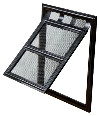 Produktbild von Hundeklappe und Katzenklappe für Fliegengittertüren, ohne Bohren, verriegelbar, für Katzen und kleine Hunde, schwarz