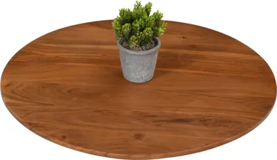 Produktbild von Tischplatte Schweizer Kante Runde Form Akazie massiv Nussbaum 90 x 90 cm BRASILIA