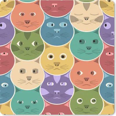 Produktbild von MuchoWow® Mauspad Mousepad Katzen - Regenbogen - Kind - Design 20x20 cm - Mousepads - Maus Mat - Pad - Mausunterlage - Desk Mat - Bureauartikeln