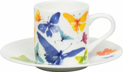 Produktbild von Könitz Espressotasse Victoria Lowe - Butterfly mit Untertasse, Becher, Bone China, Bunt, 95 ml, 11 5 304 2705