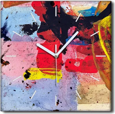 Produktbild von Coloray Uhr auf Leinwand 30x30 cm Wand Uhr Dekoration Wohnzimmer Segeltuch weiße Zeiger -Grunge-Abstraktion.