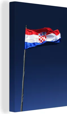Zdjęcie produktu dla OneMillionCanvasses® - Obraz na płótnie - 90x140 cm, Chorwacka flaga narodowa, Dekoracja ścienna - Zdjęcie na płótnie - Obraz na drewnianej ramie - Dekoracja ścienna - Sypialnia