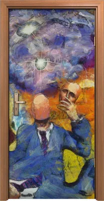 Produktbild von Türposter 90x200 cm Türaufkleber Türtapete Türfolie Klebefolie Abstrakt menschlichen Figuren im Anzug