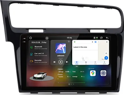 Zdjęcie produktu dla Radio samochodowe Android 15, 10.36", 8+256G pamięci, kompatybilne z Carplay, dla VW Golf VII (2013-2017), z GPS, nawigacją, Bluetooth, Wi-Fi, 4G, sterowaniem przy kierownicy (SWC), RDS, DSP, USB, DAB+. Procesor 8-rdzeniowy