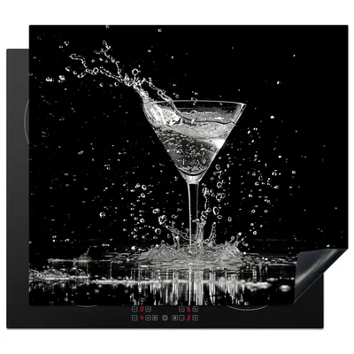 Produktbild von KitchenYeah© Herdabdeckplatte Glas - Cocktail - Schwarz - Trinken , 59x52cm, Küche Deko, Glaskeramikkochfeld Herdabdeckung, Abdeckplatte fùr Kochfeld