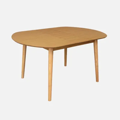 Produktbild von sweeek - Ovaler ausziehbarer Esszimmer-Tisch Heveaholz und Eichenfurnier, für 4-6 Personen - Natur