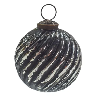 Produktbild von Clayre & Eef Weihnachtskugel Ø 7 cm Schwarz Silberfarbig Glas