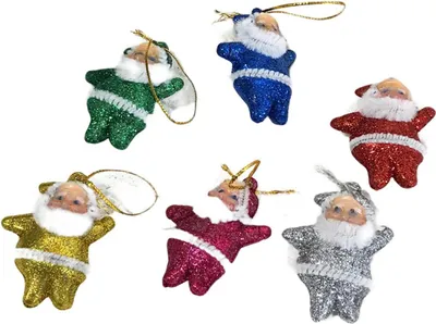 Produktbild von 6 Stück Weihnachtsmann-Anhänger aus Stoff für den Weihnachtsbaum, 3D-Weihnachtsmann-Anhänger für die Weihnachtsdekoration