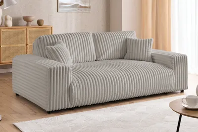 Produktbild von Mollis - Sofa 2 Sitzer aus Hellgrau Plüschcord mit schöner Sitzkomfort