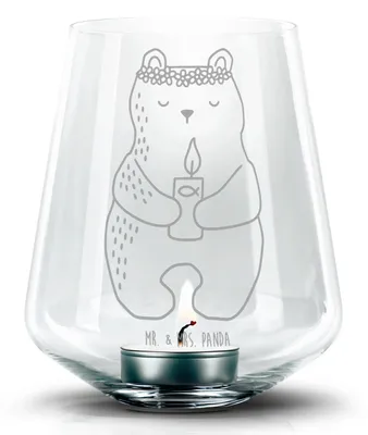 Produktbild von Mr. & Mrs. Panda Laterne Bär Kommunion - Transparent - Geschenk, Katholisch, Gottes Segen, Glas Windlicht, Teelichthalter, Taufkerze, Kerzenglas, gravur, Teddy