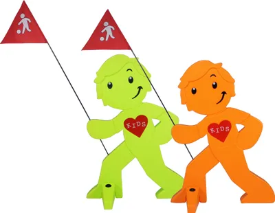 Produktbild von StreetBuddy - Warnfigur, Warnaufsteller, Warnschild für Kindersicherheit 2er Set (Grün / Orange)